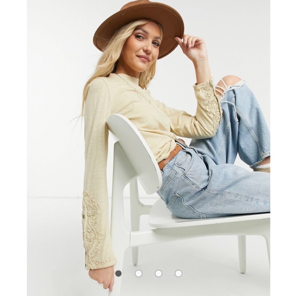 •SOLD• Free People Hooked On You Cuff Top in Wheat Size XL - Picture 2 of 9